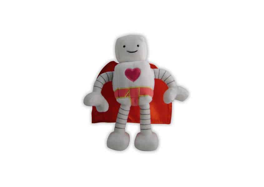Bambot plush white robot with heart on chest