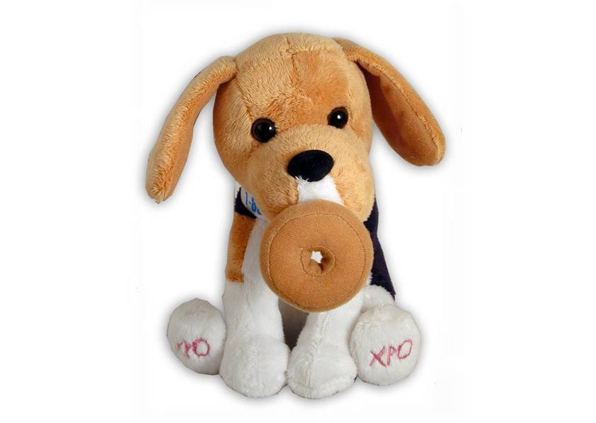 Beagle plush dog with dougnut
