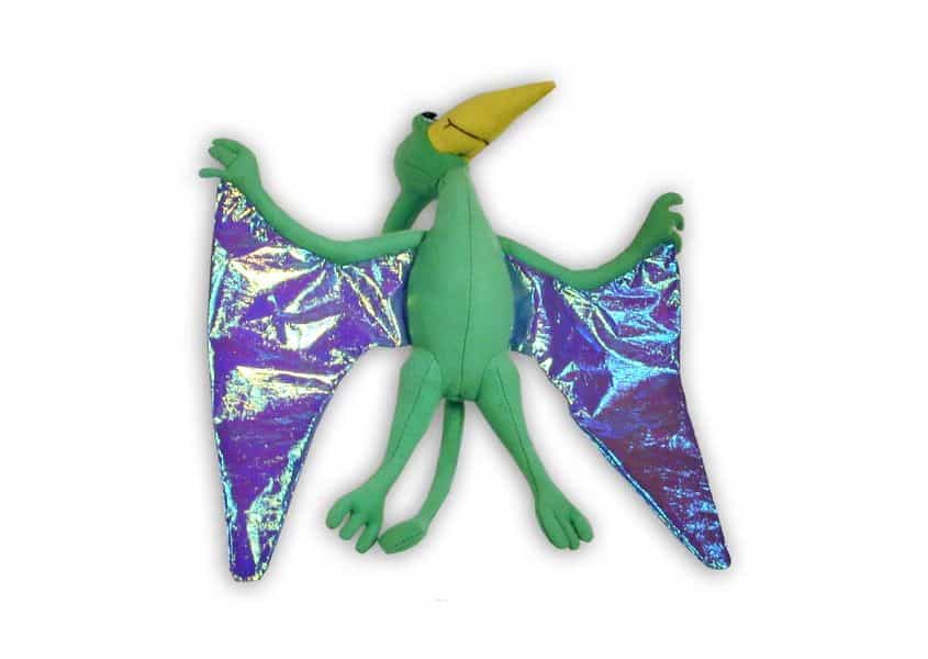 green Coadactly plush with purple wings
