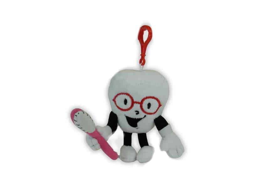 white Flossopher keychain plush with toothbrush