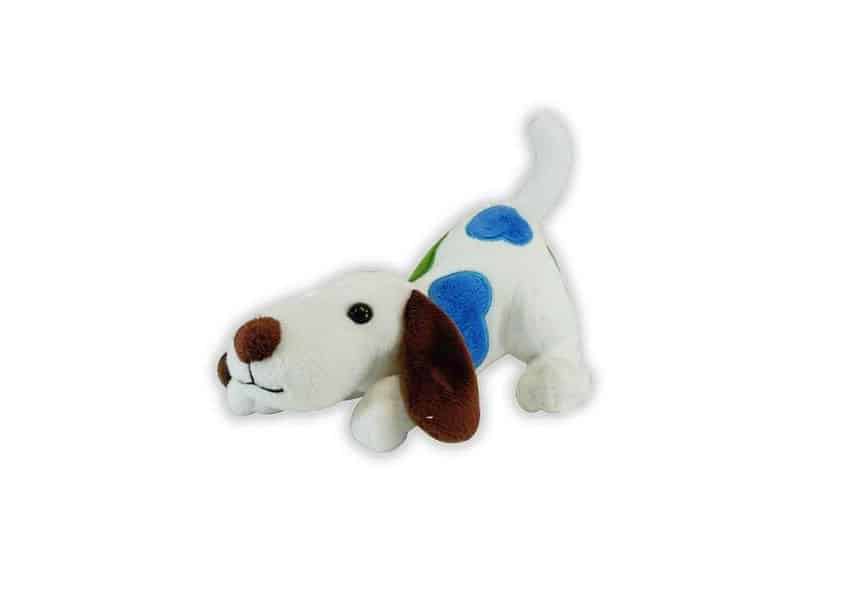 Jelly Bean plush white brown and blue dog