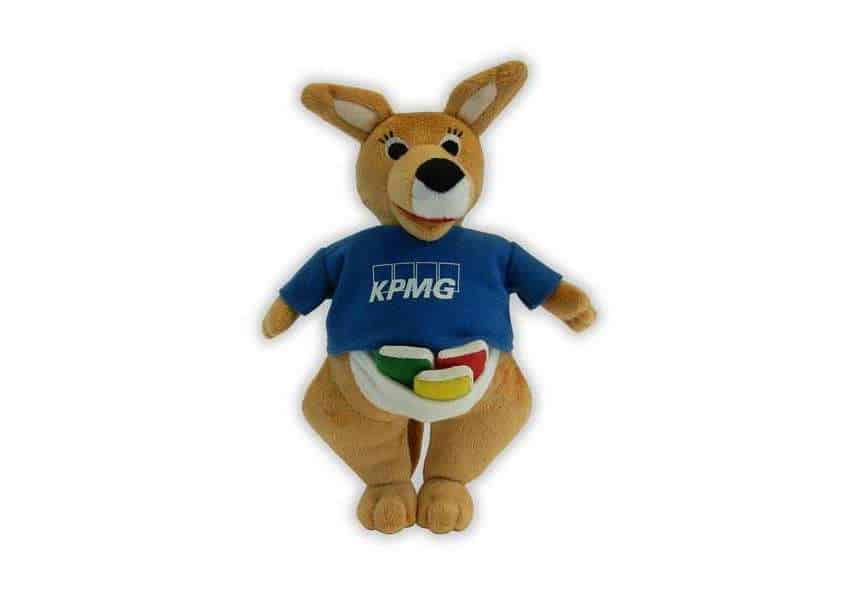 KPMG plush kangaroo with books in pouch