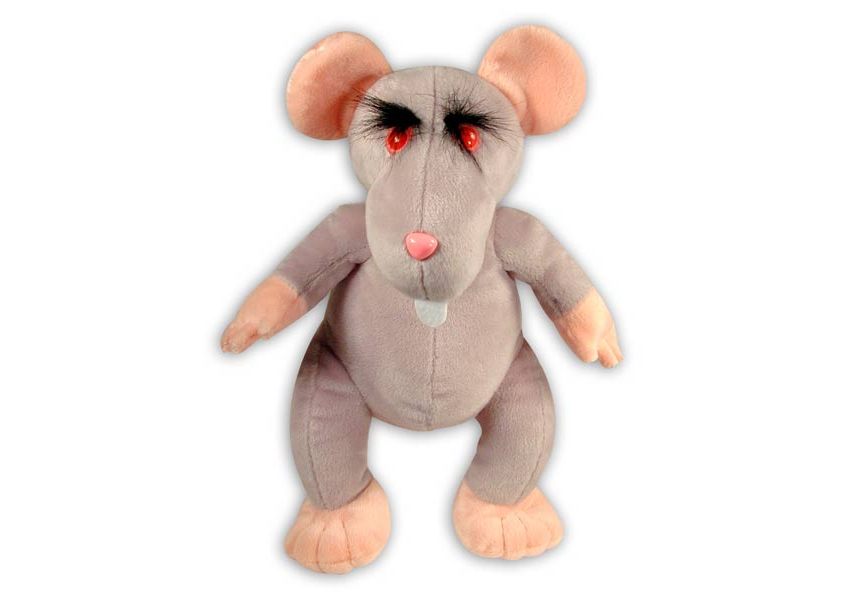 gray rat plush with red eyes