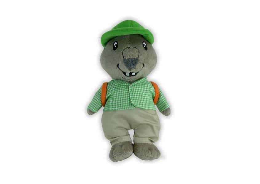 Sherkston Benny boy plush gray chipmunk with hat and backpack