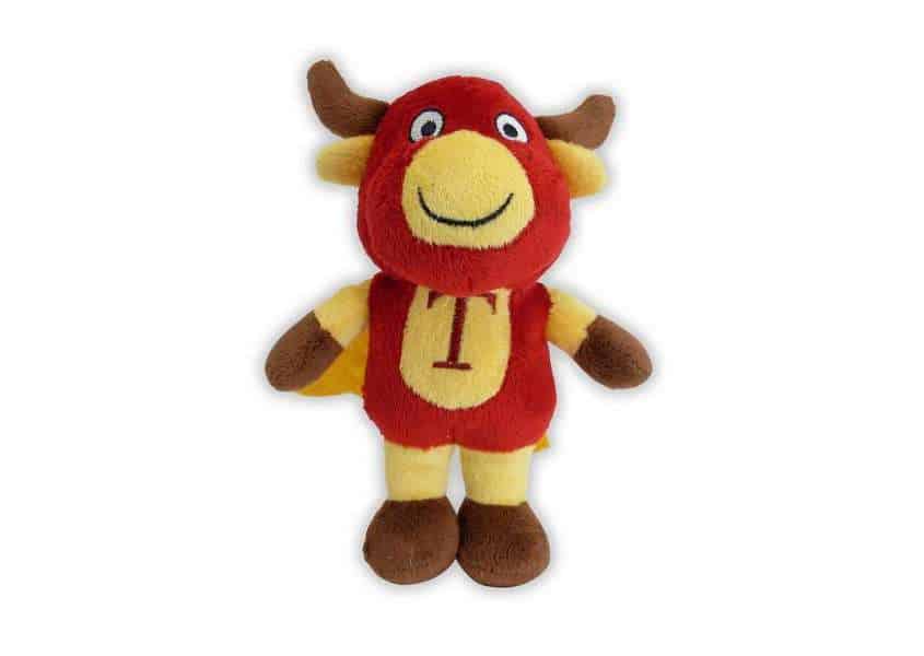 Toro plush red and yellow bull with cape