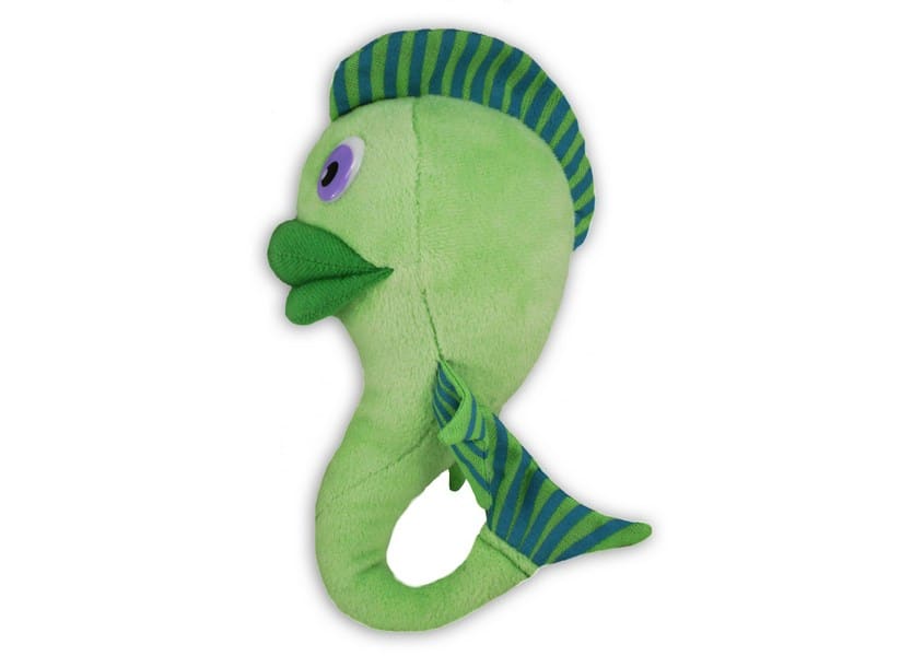 Felix plush green fish with striped fins