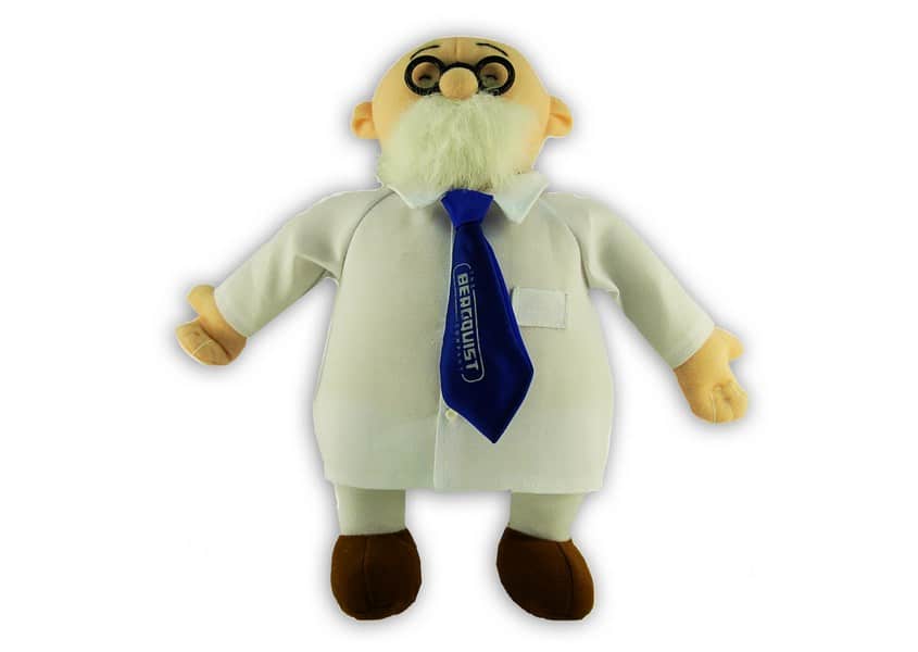 Profession plush man with lab coat and tie