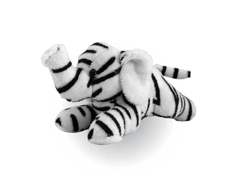 Zelly plush black and white striped elephant
