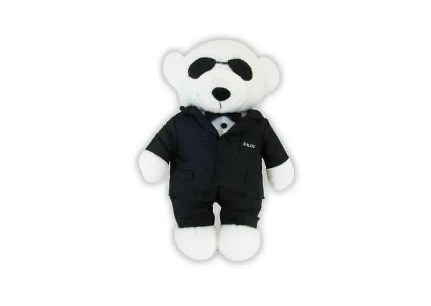 BB Bear plush white teddy bear in tuxedo